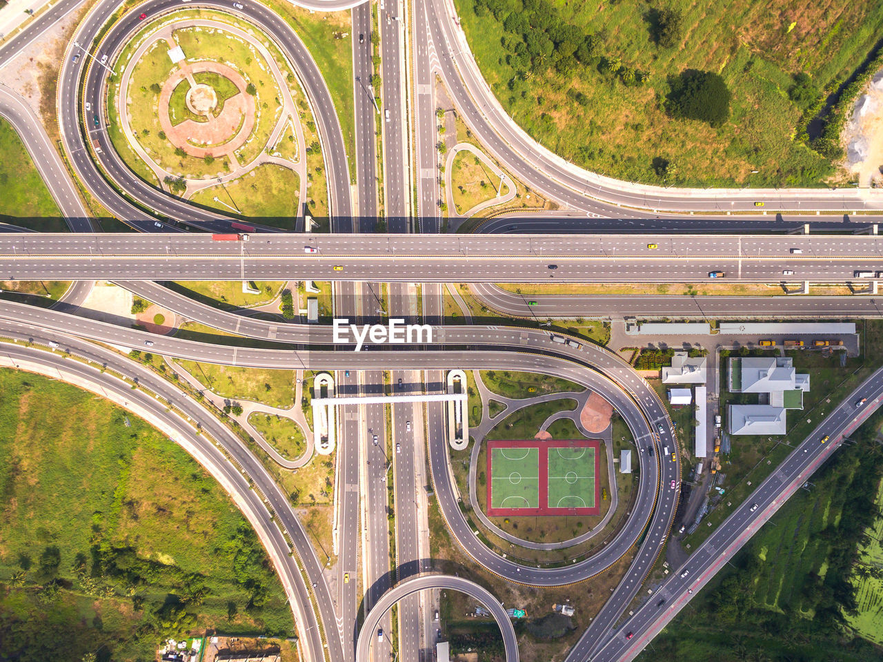 Directly above shot of highways in city