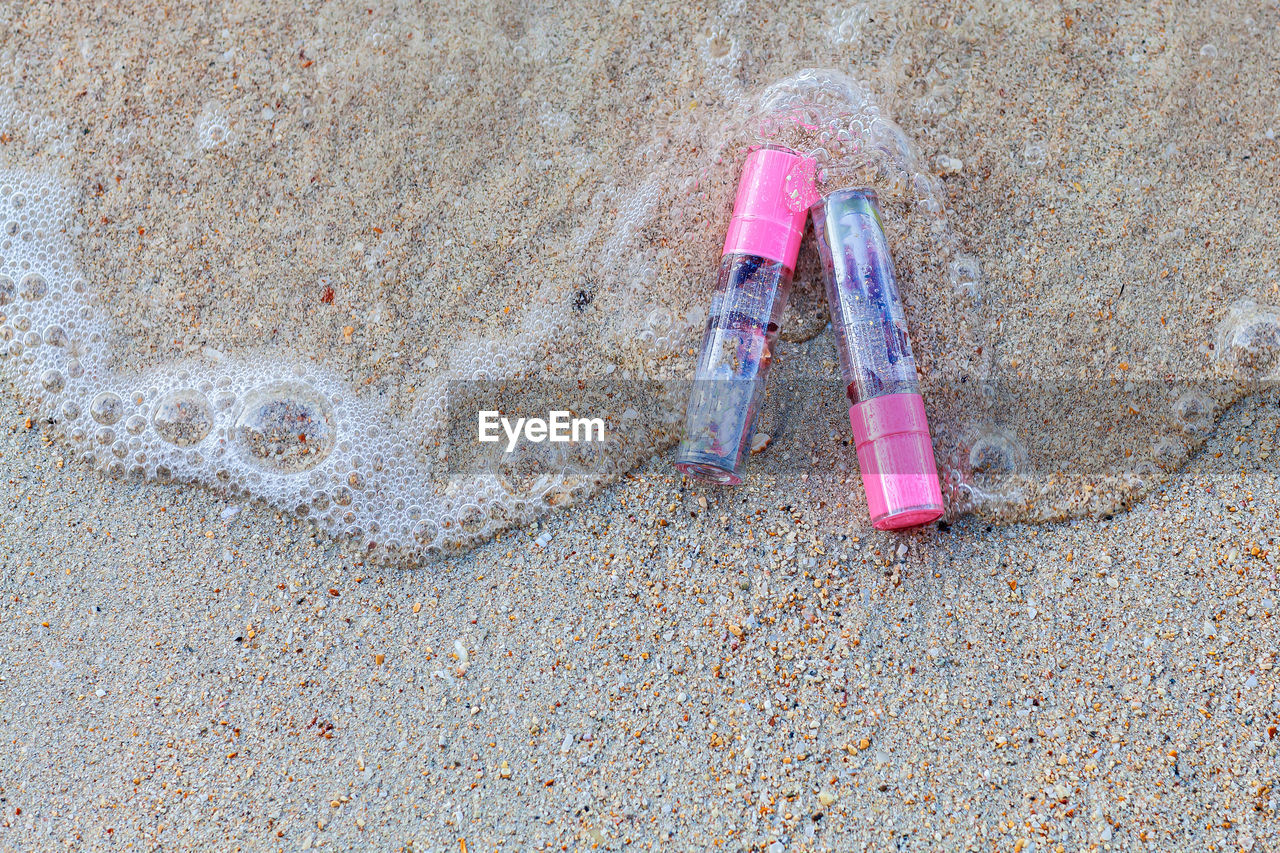 beach, sand, land, high angle view, pink, day, no people, nature, outdoors, still life