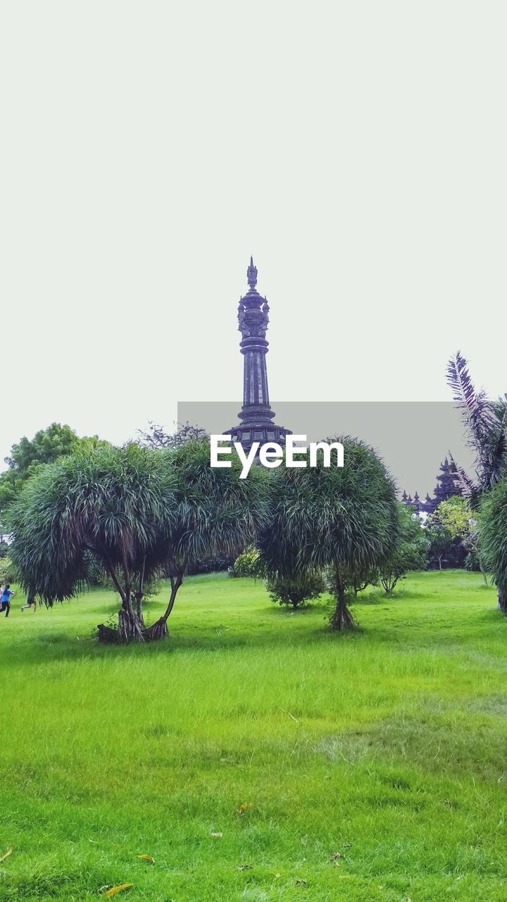 VIEW OF STATUE IN FIELD