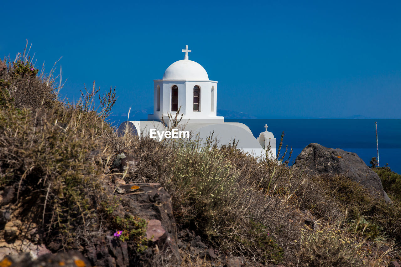 Church of saint mark located next to the hiking path between fira and oia in santorini island