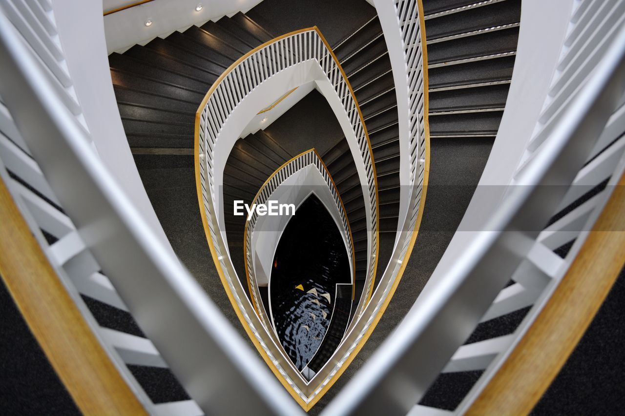 High angle view of staircase in building