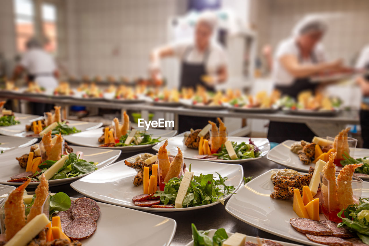 high angle view of food on table