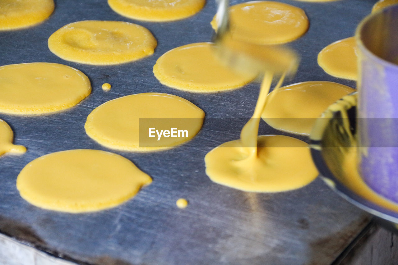 Pancakes on baking pan