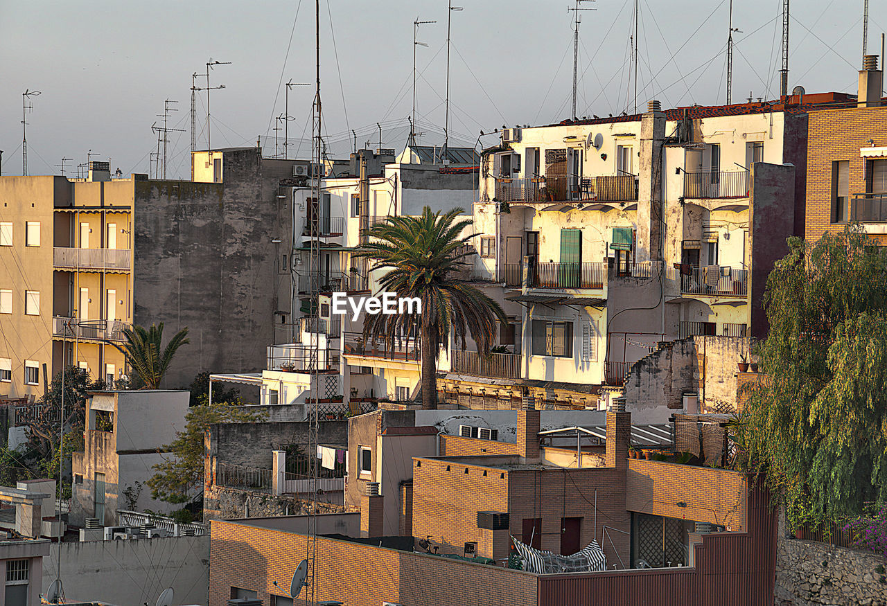 High angle view of buildings in city