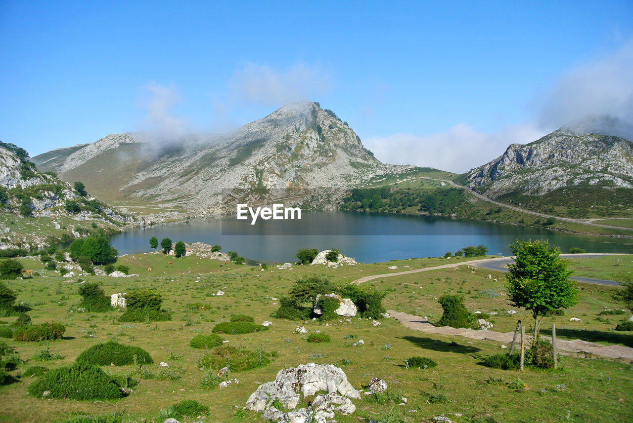 Scenic view of mountains against sky