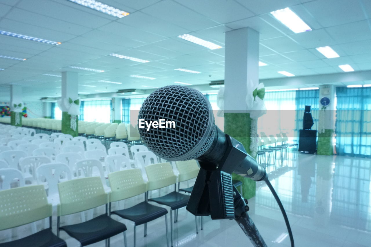 Close-up of microphone in event
