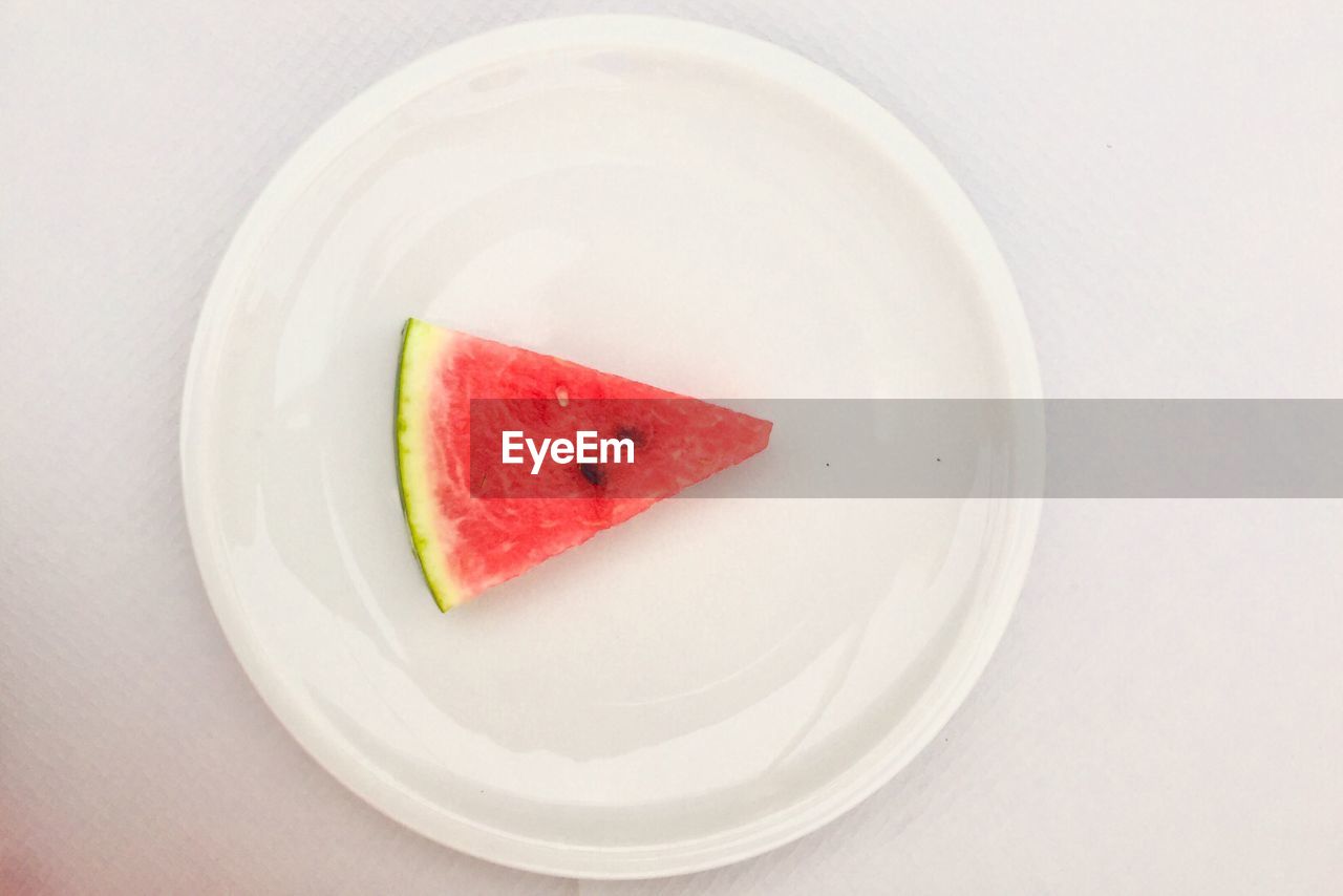 Directly above shot of watermelon slice in plate