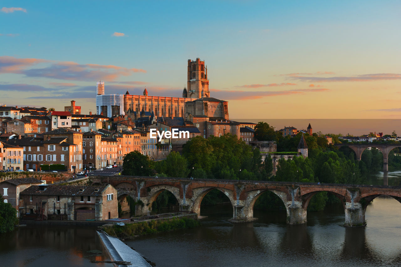 Cityscape of albi city in france at sunset