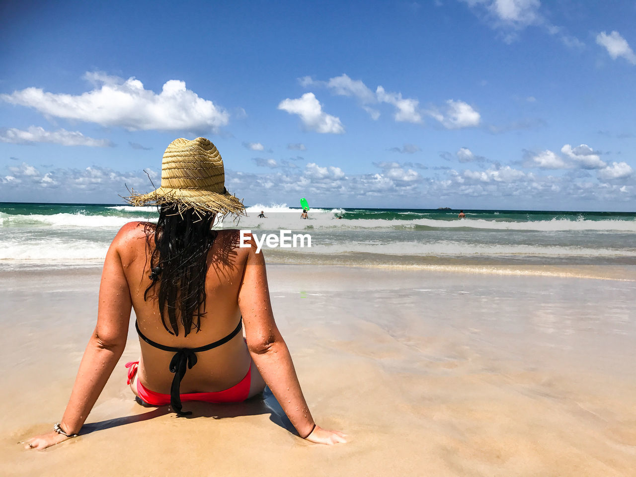 Rear view of woman on beach