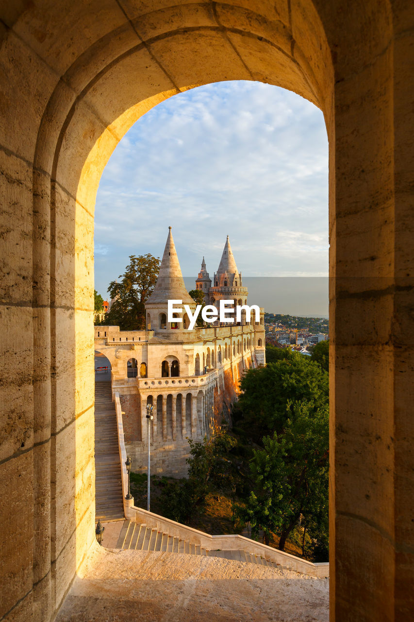 Morning view of fisherman's bastion in historic city centre of buda.