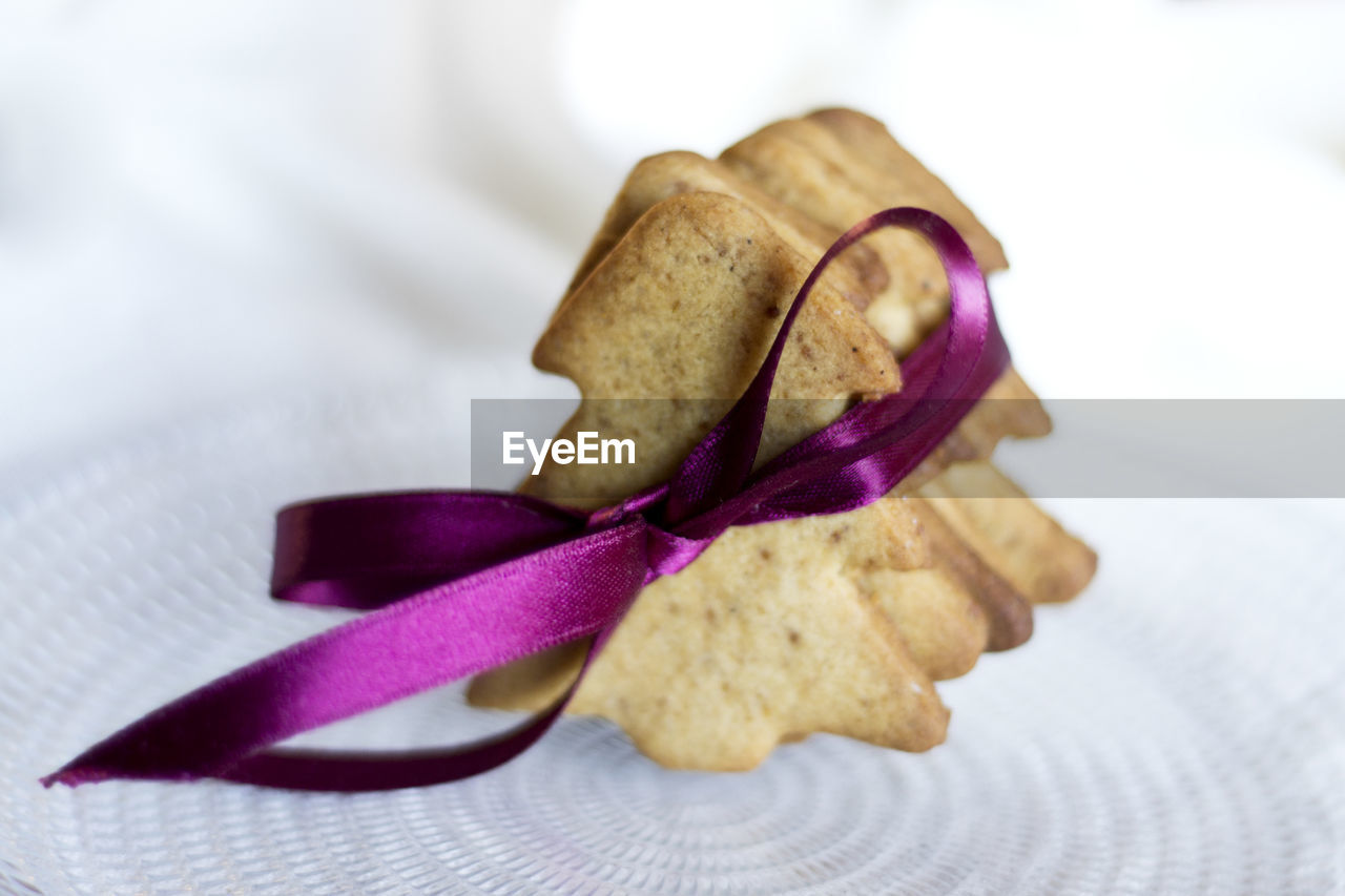 Close-up of cookies on plate