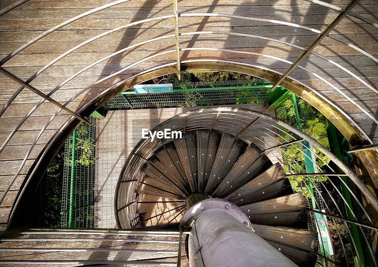 High angle view of spiral staircase