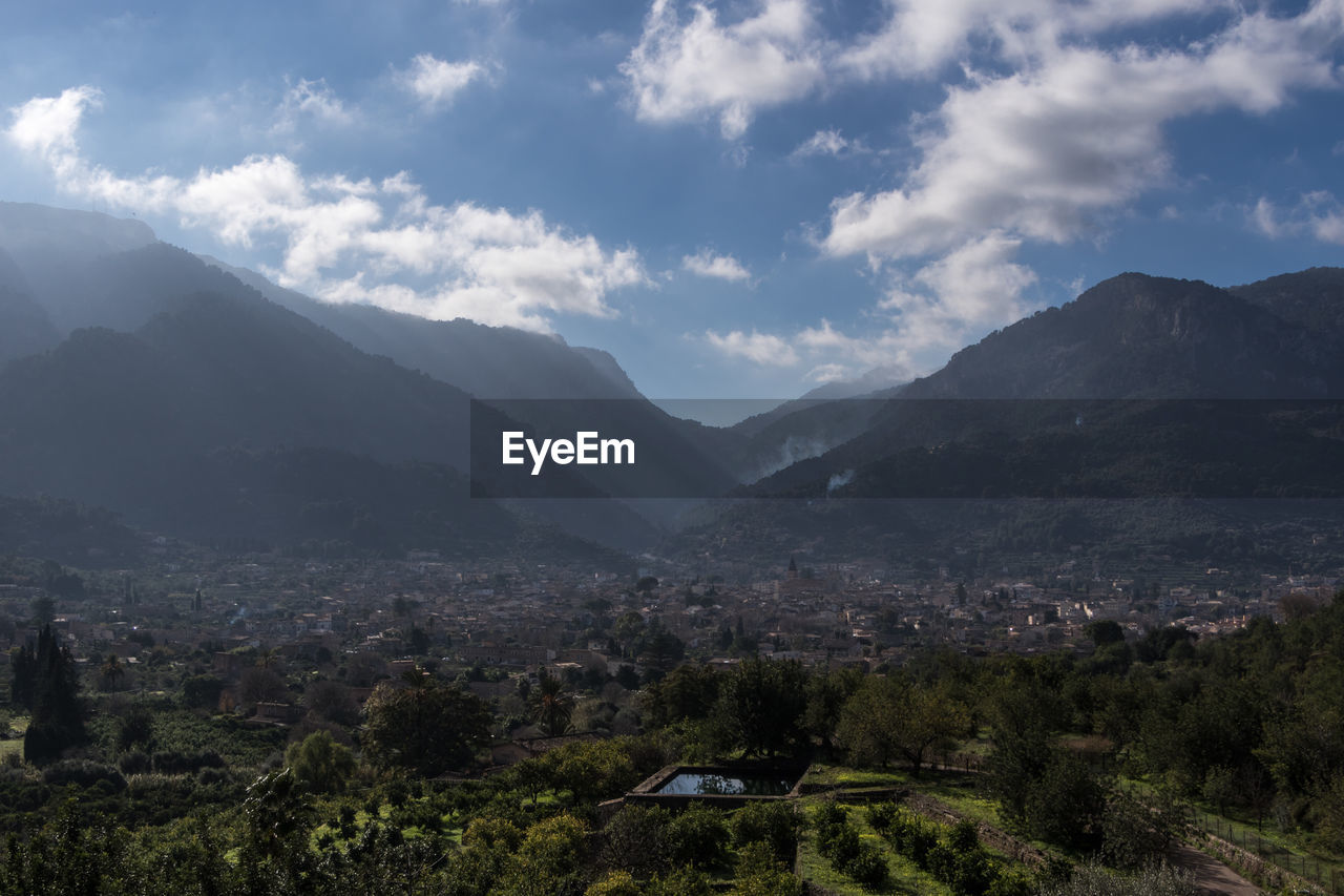 Scenic view of mountains against sky