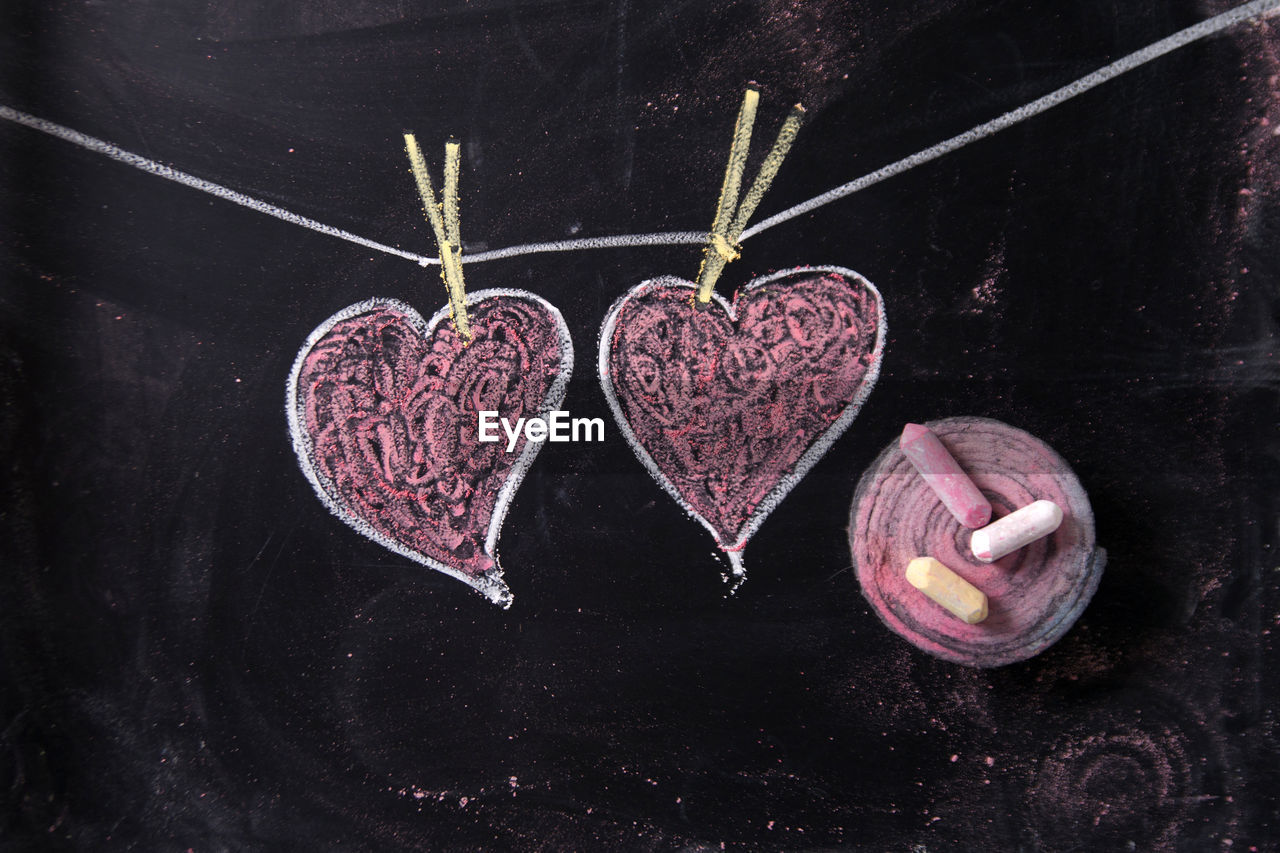 Close-up of heart shape drawn with chalk