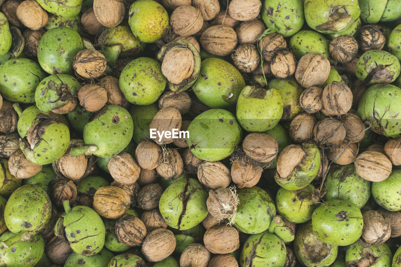 Full frame shot of walnuts for sale in market