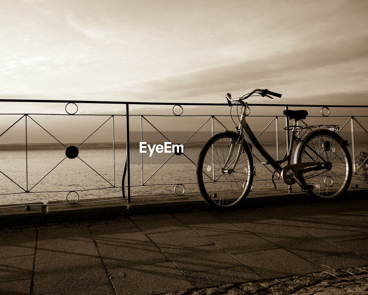 View of bicycle against cloudy sky