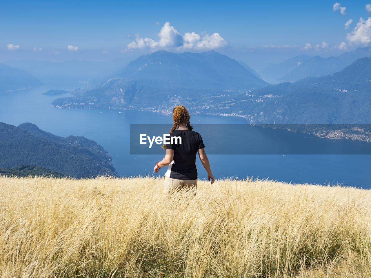 Mountaineering scene on lake como alps