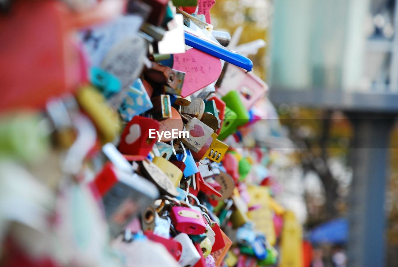 Close-up of padlocks