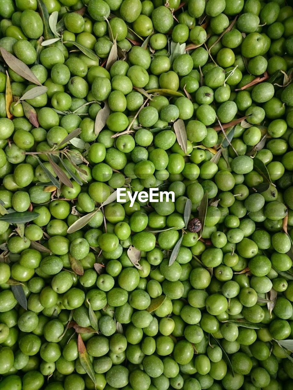 Full frame shot of green olives for sale at market