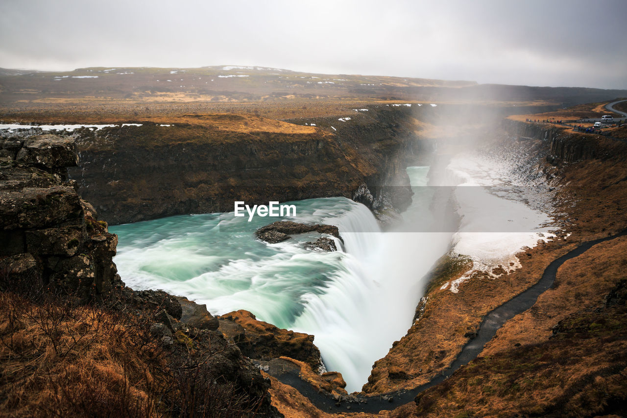 High angle view of waterfall