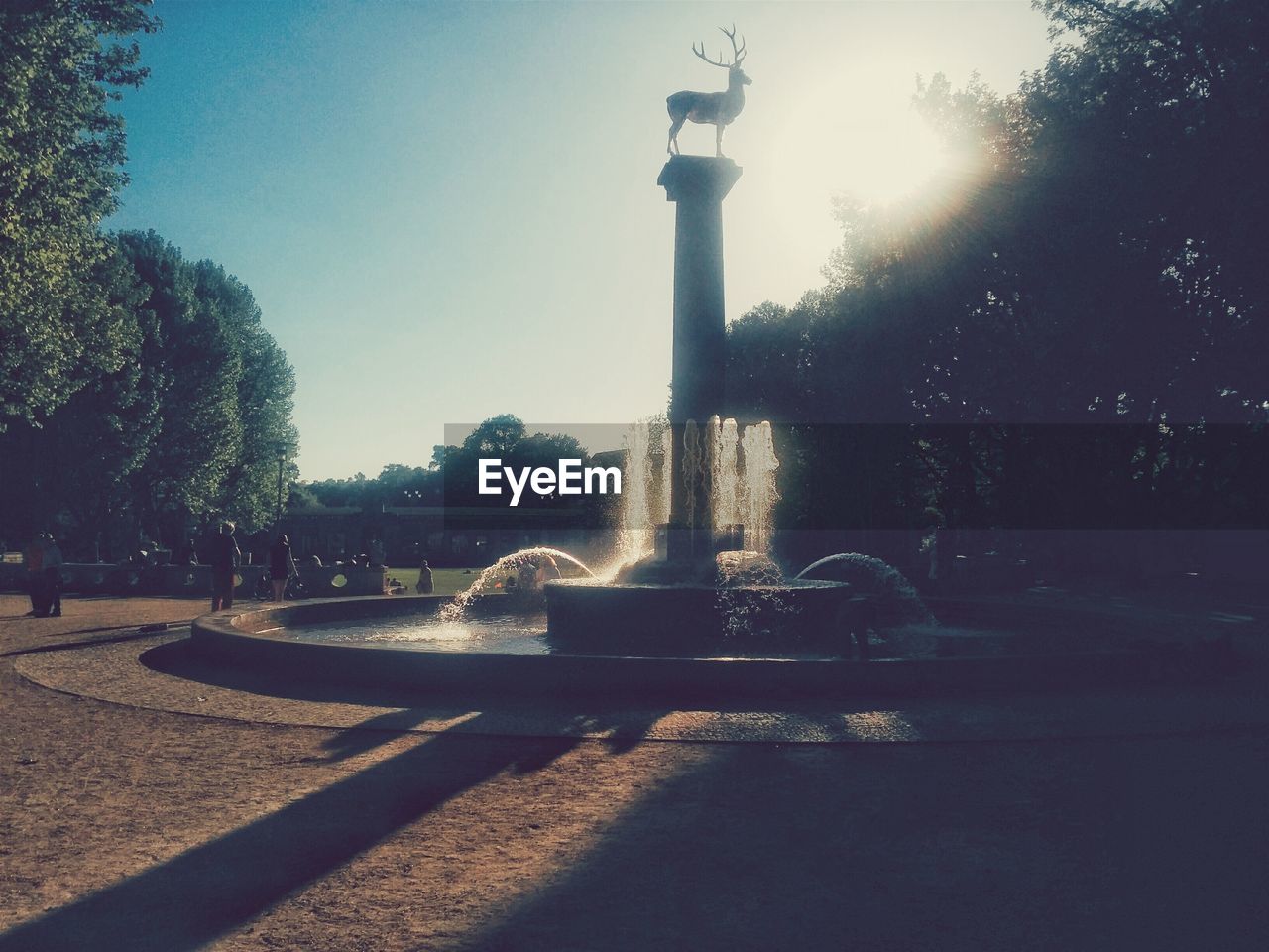 Fountain with sculpture of deer