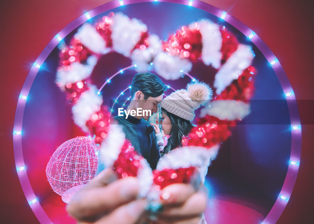 high angle view of christmas decoration on table