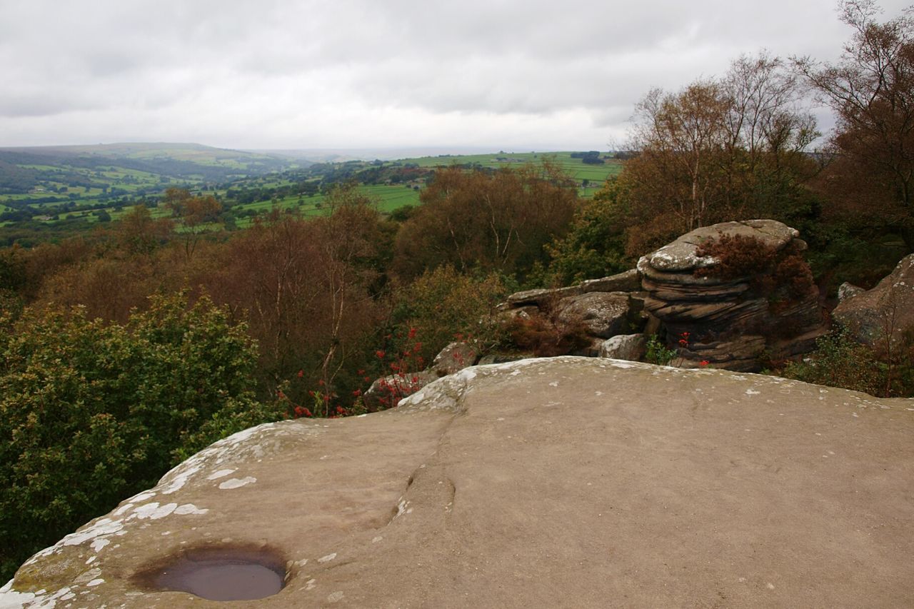 Scenic view of mountain against cloudy sky