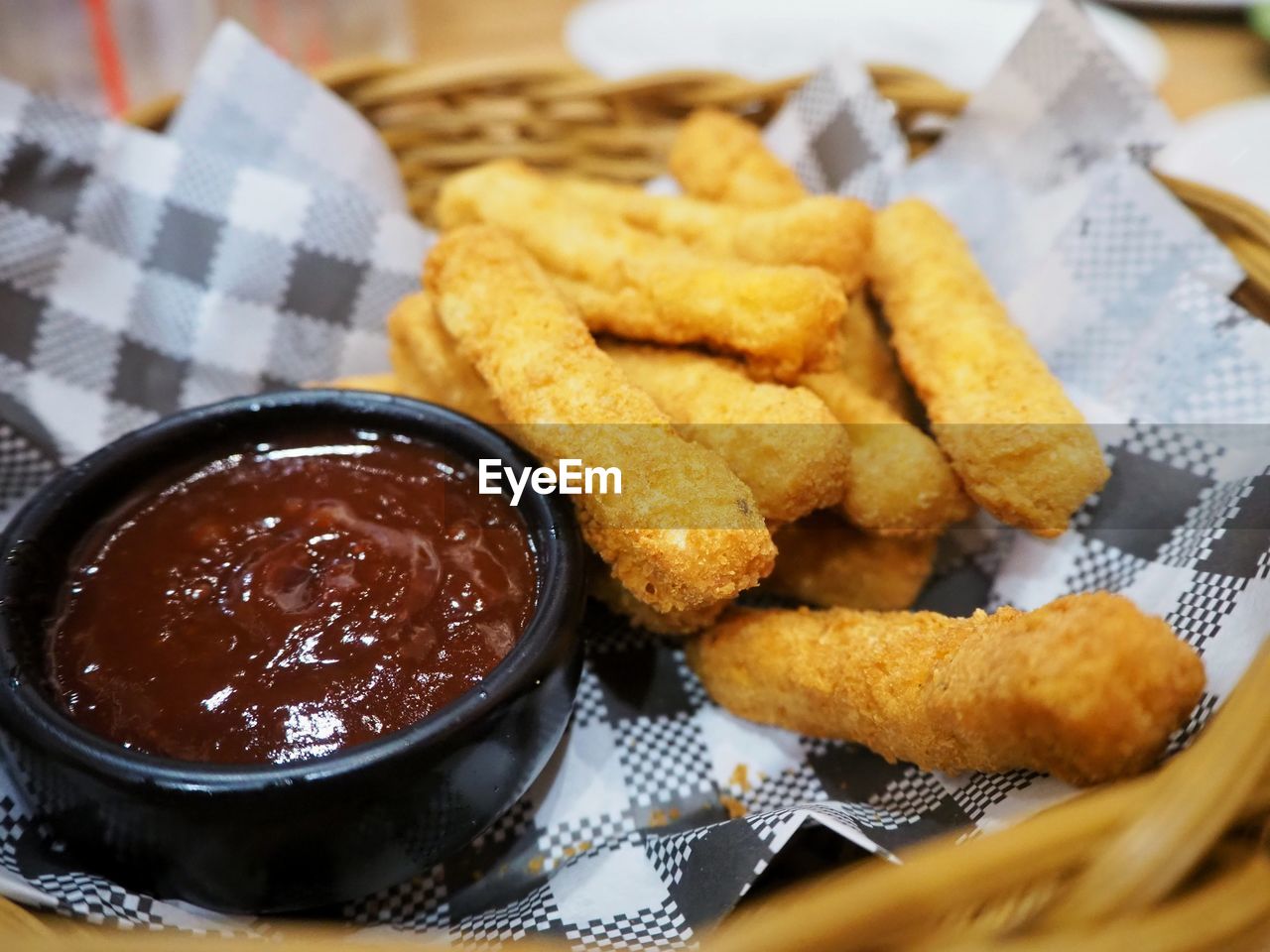Close up of fired chicken stick look yummi