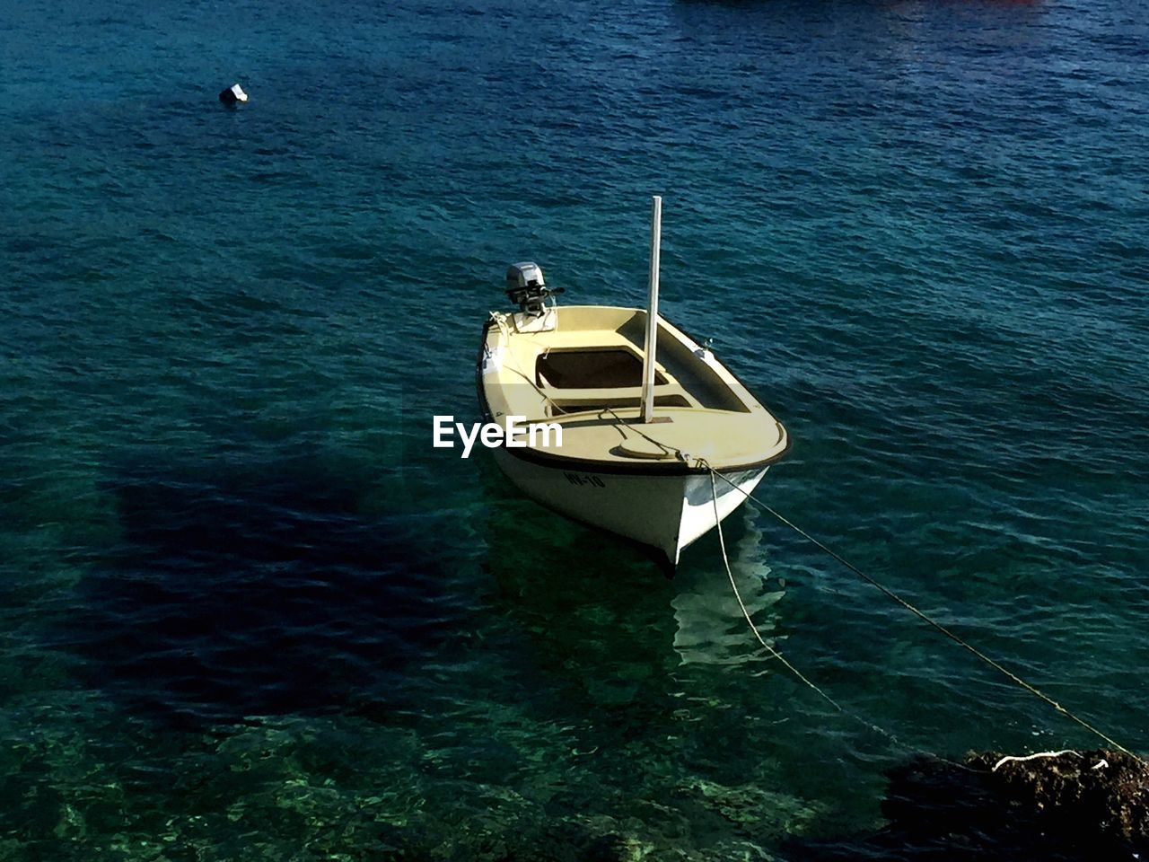 High angle view of boat in sea