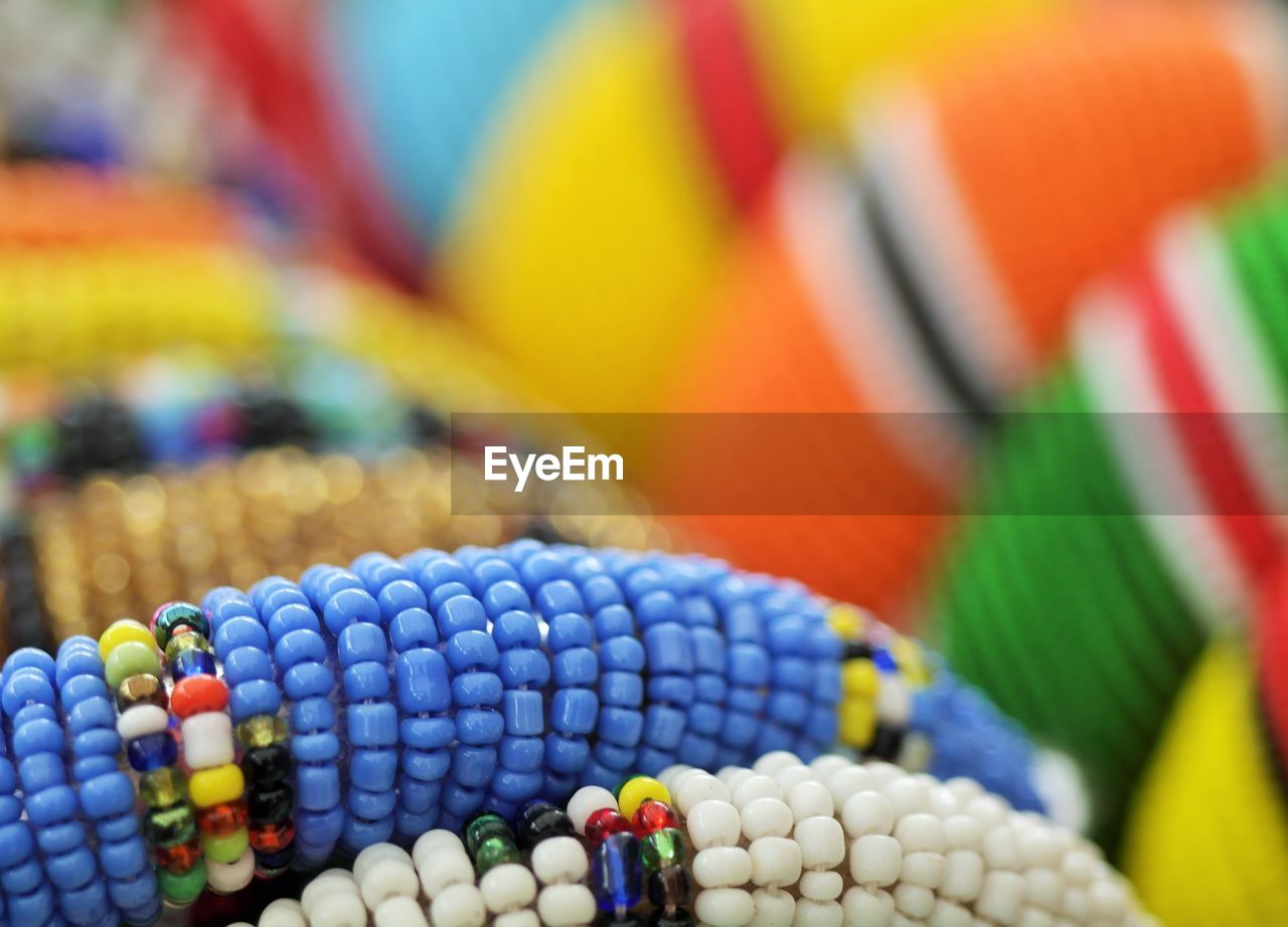 Full frame shot of colorful bracelets for sale in store