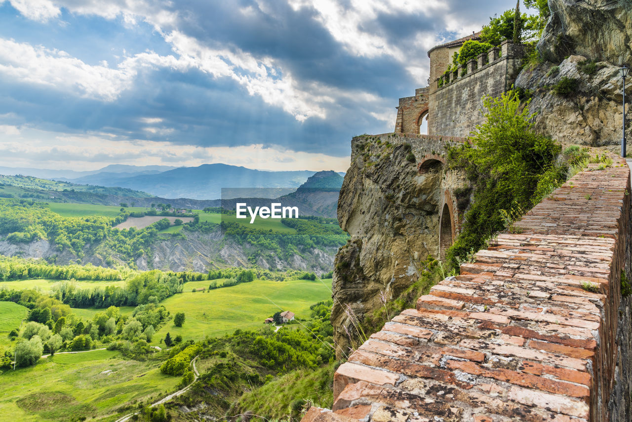 Ancient medieval town of san leo. churches and castle that made history. rimini, italy