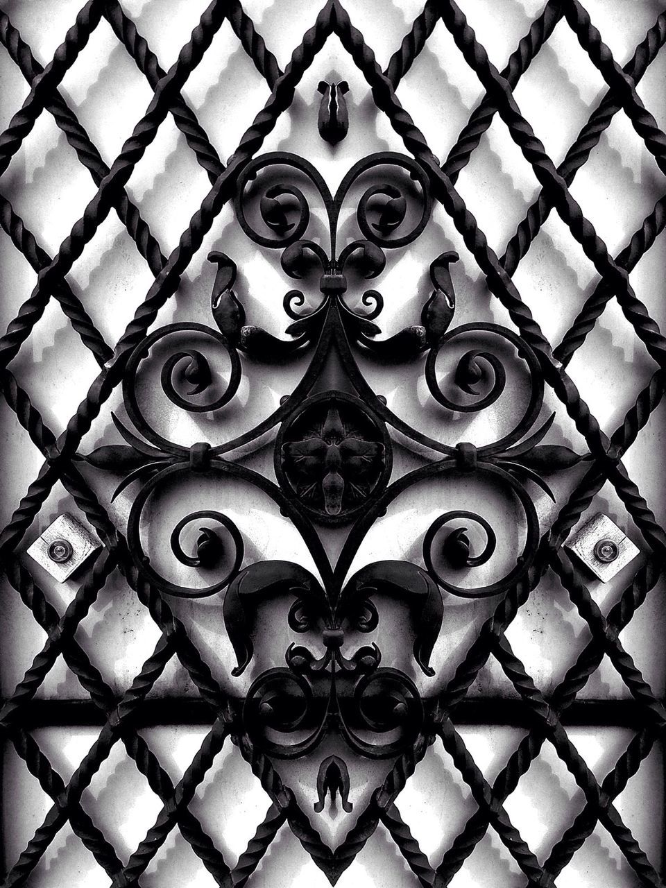 Close up of ornate metal fence