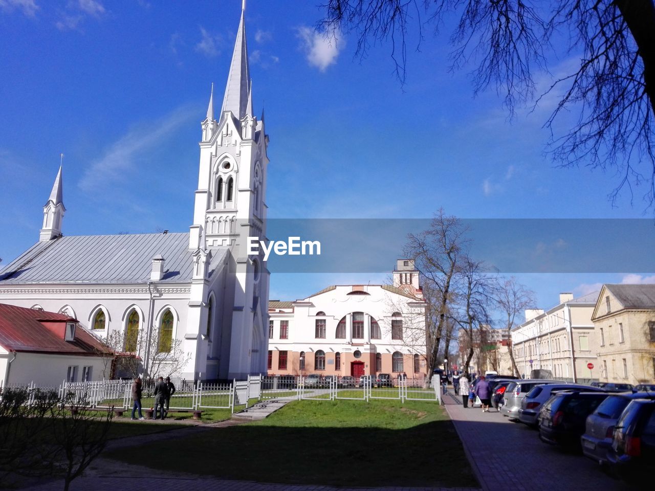 VIEW OF CHURCH AGAINST BLUE SKY