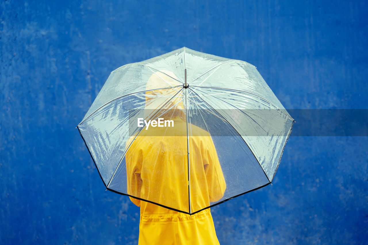 low angle view of red umbrella