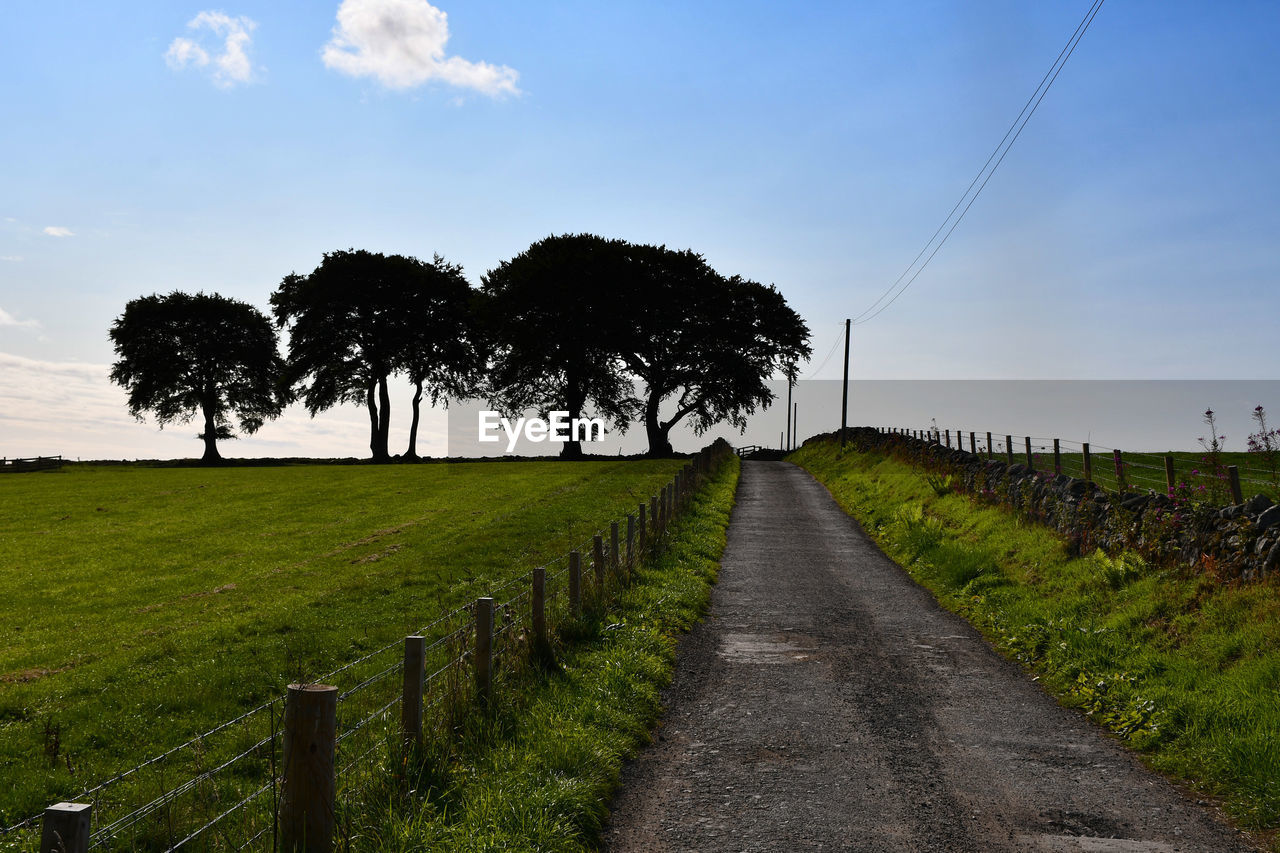 ROAD AMIDST FIELD AGAINST SKY