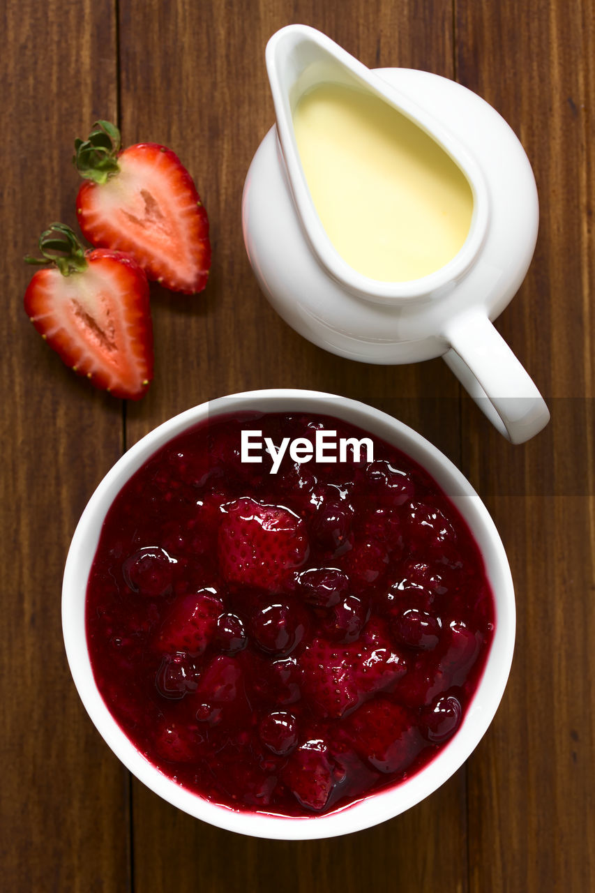 HIGH ANGLE VIEW OF BREAKFAST SERVED IN BOWL