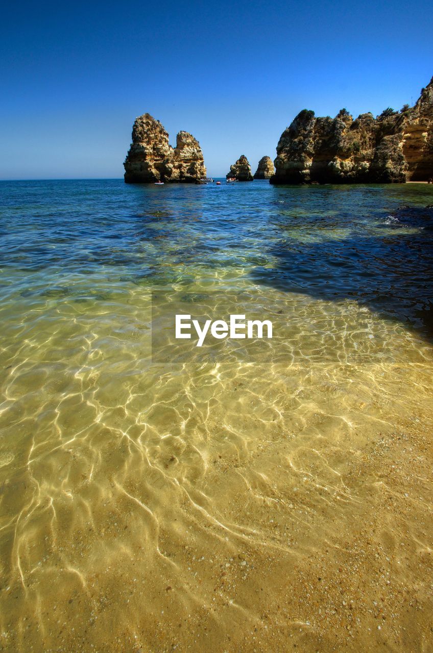 Scenic view of sea against clear sky