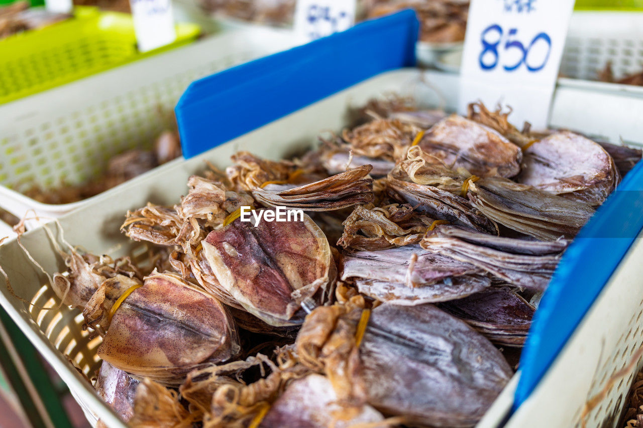 close-up of seafood for sale
