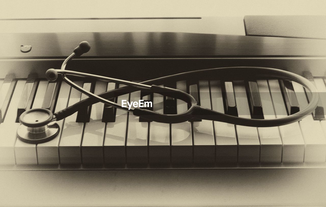Stethoscope on piano keys