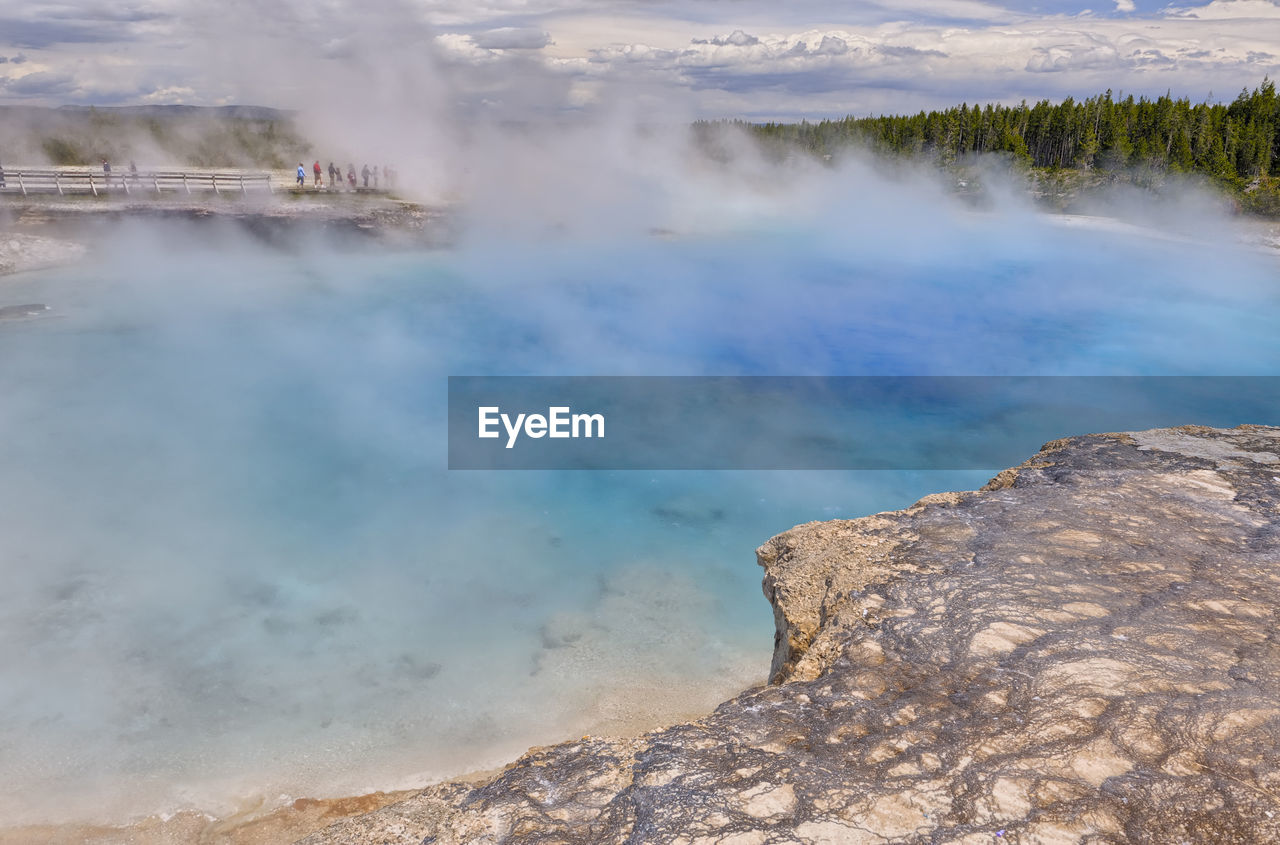 High angle view of hot spring