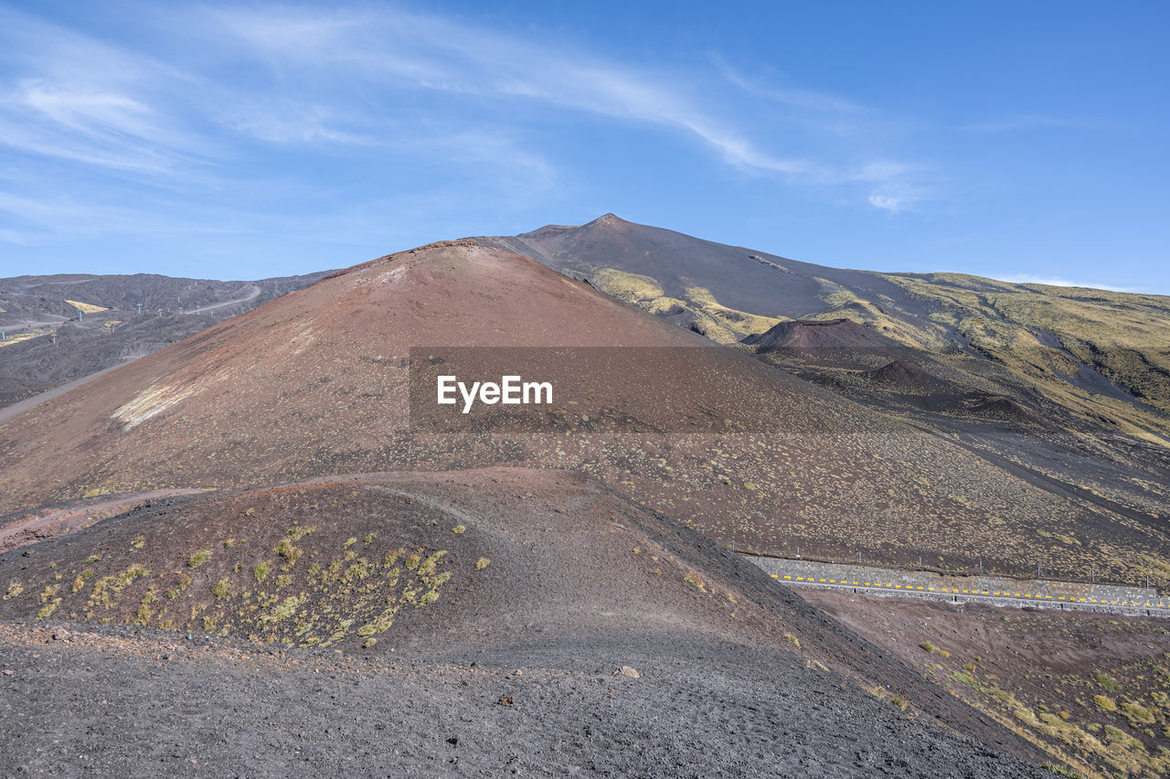 The beautiful etna volcano with its silvestri craters