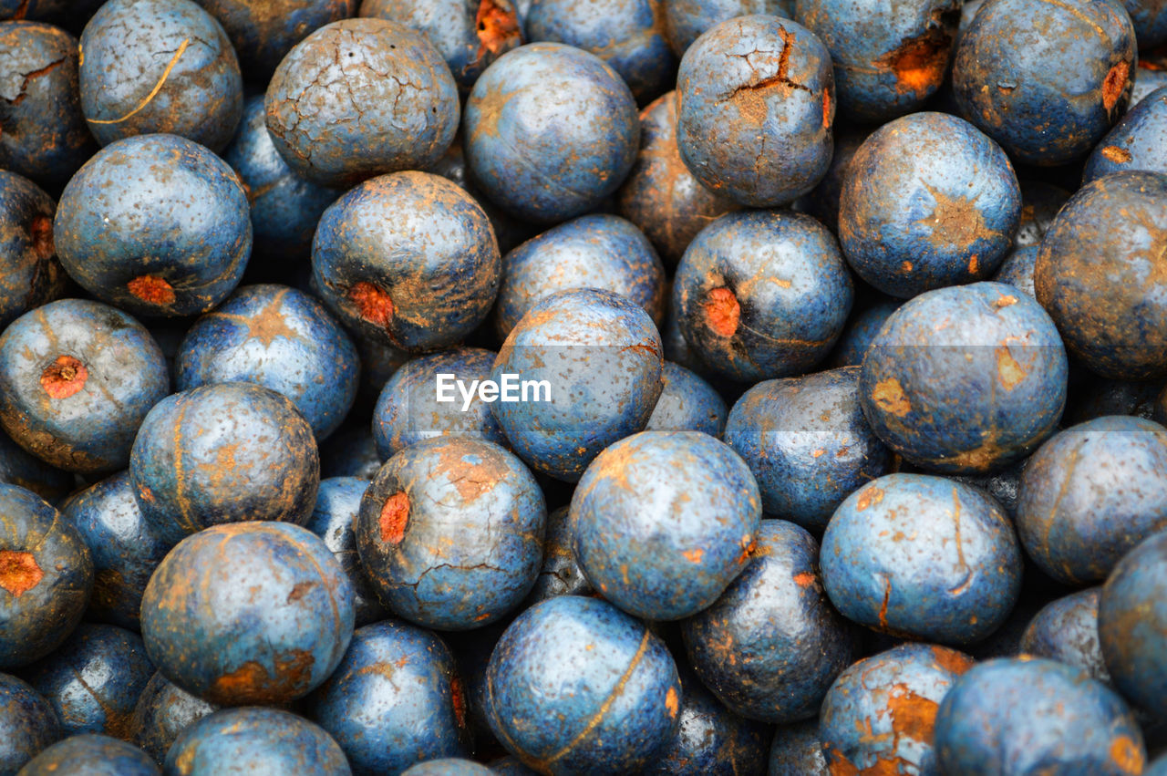 FULL FRAME SHOT OF BLUEBERRIES IN BLUE MARKET