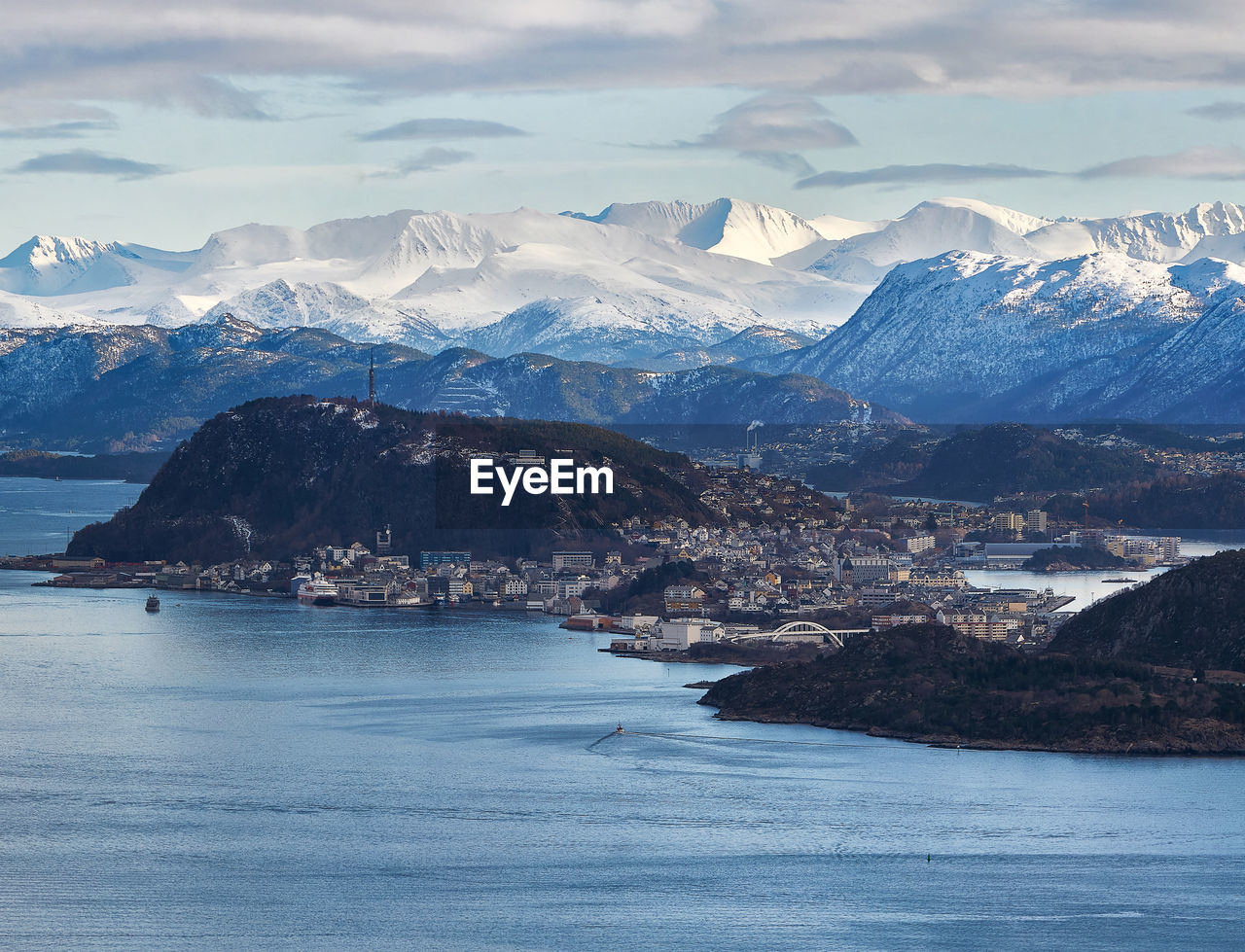 View towards Ålesund from godøy mountain, norway.