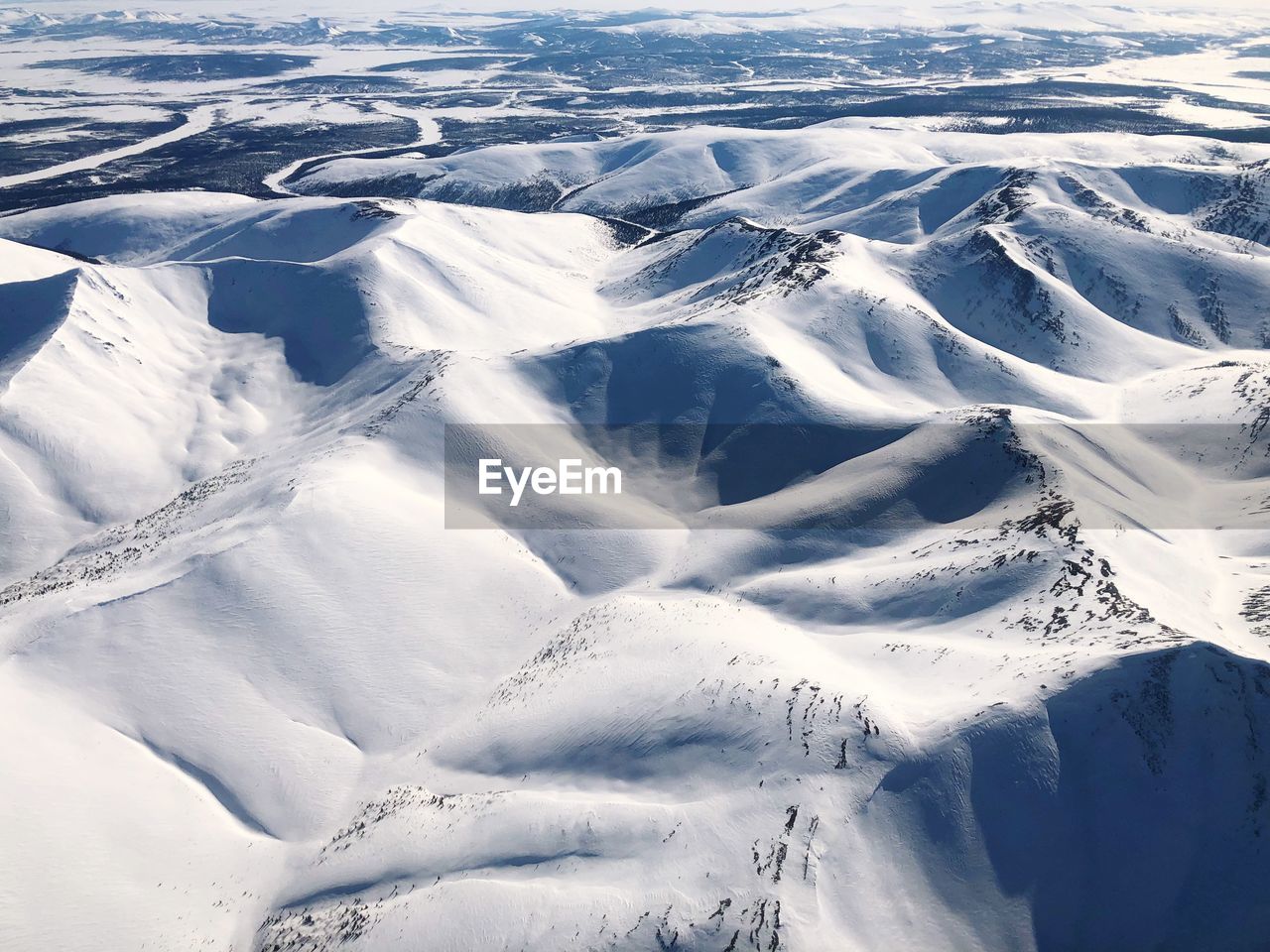 High angle view of snowcapped landscape