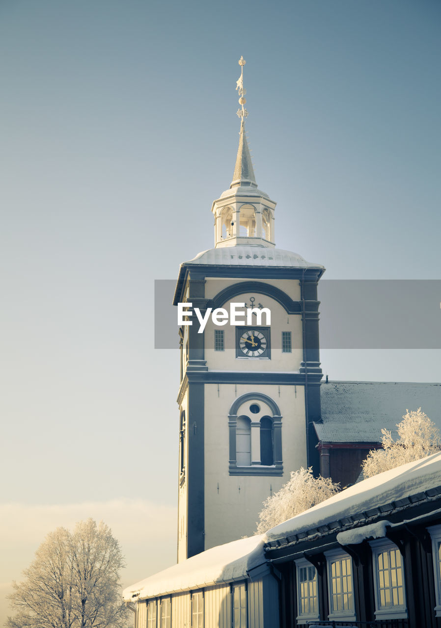 Low angle view of church against clear sky