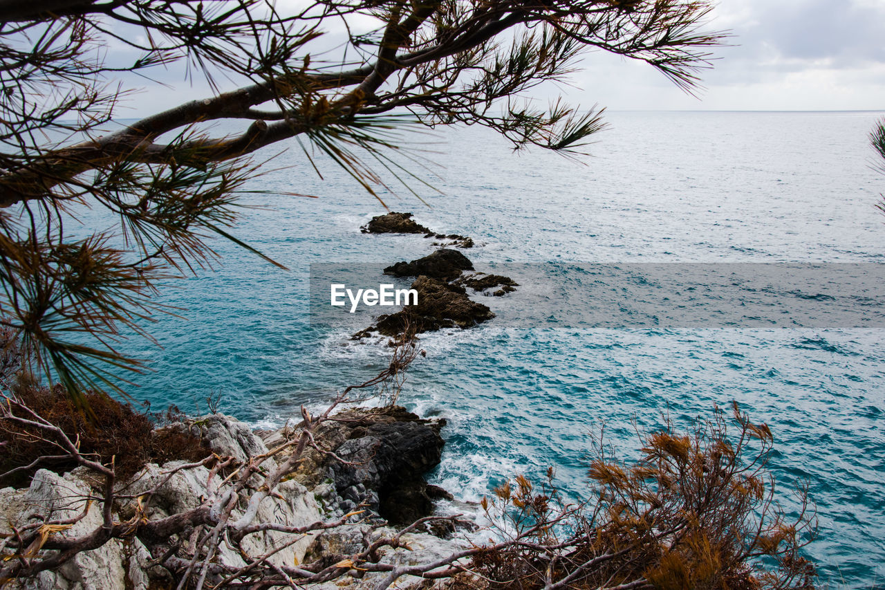 Scenic view of sea against sky during winter