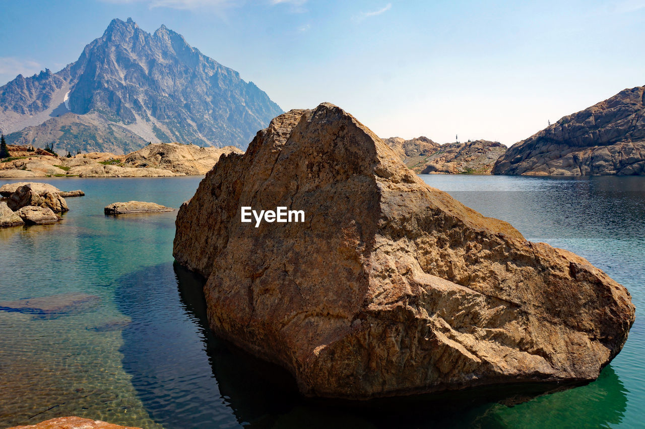 SCENIC VIEW OF ROCK FORMATION IN SEA AGAINST SKY