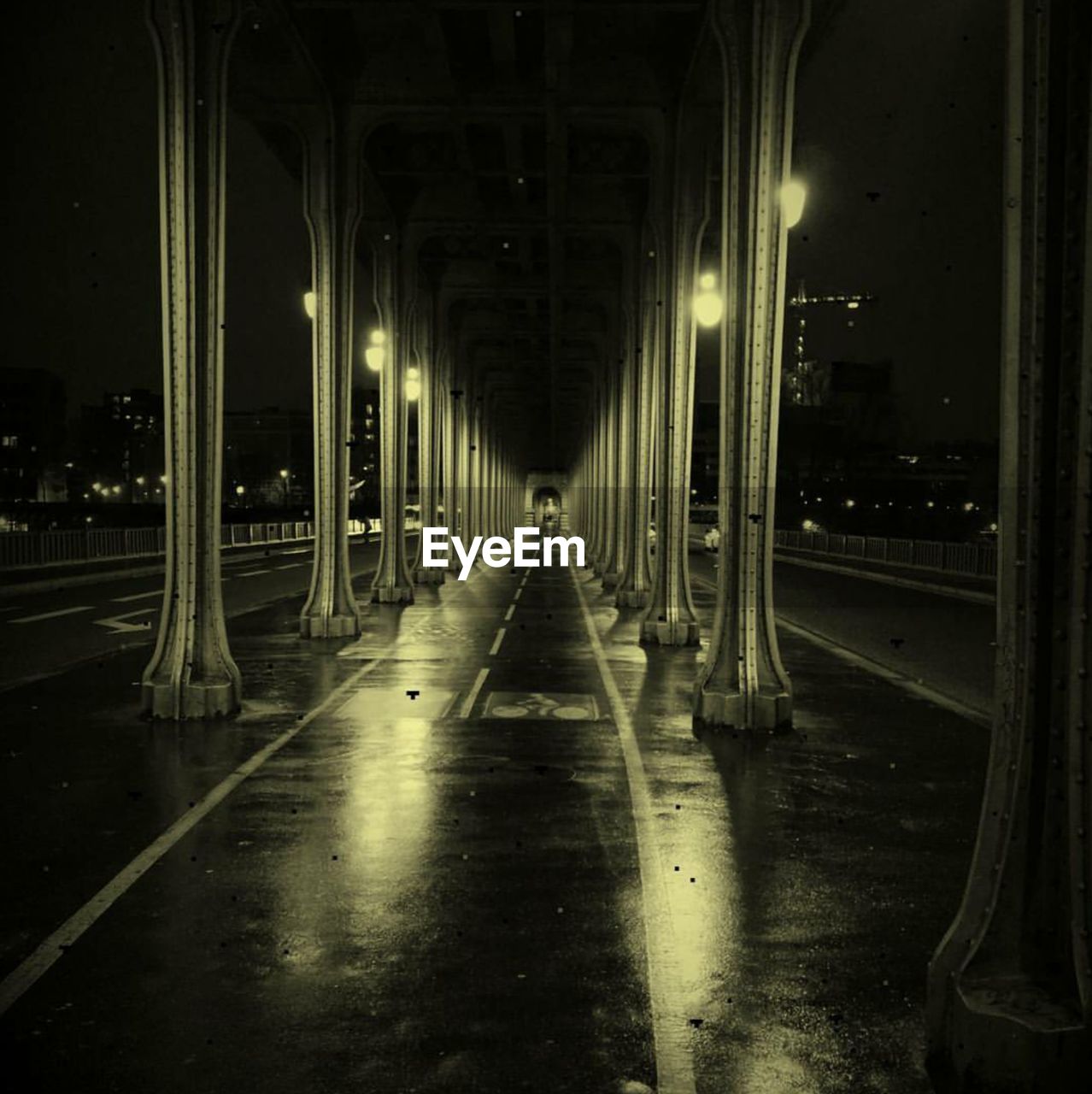 Illuminated pont de bir-hakeim at night