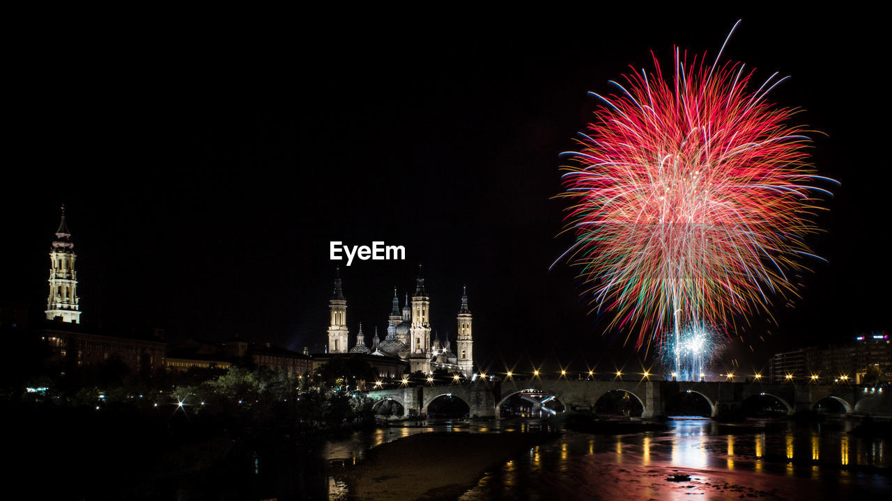 Fireworks in the end of the festivities of our virgin of the pilar in