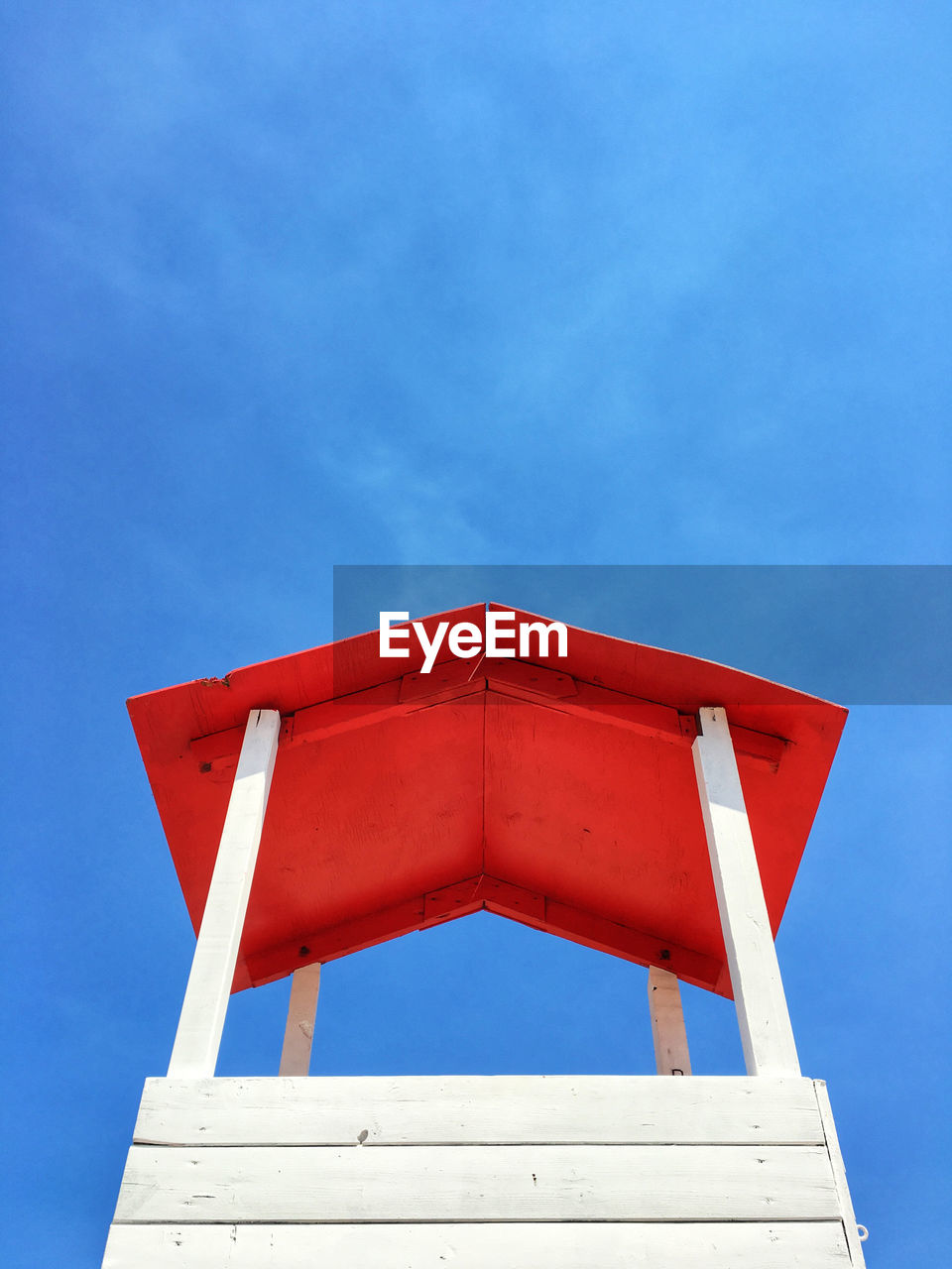 Low angle view of lifeguard hut